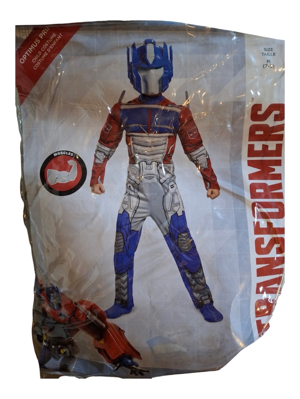 Transformers Optimus Prime Muscle Costume Jumpsuit Mask Halloween Boys M 7-8